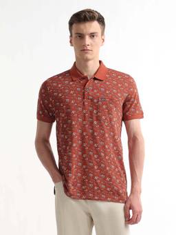 Arrow Sports - Men's Floral Printed Regular Fit Polo T-Shirt