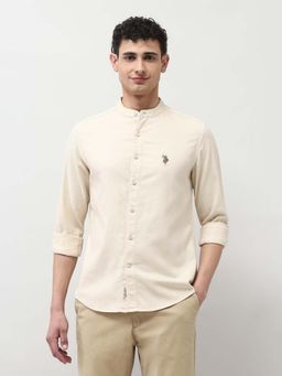 U.S. Polo Assn. Denim Co. - Men's Twill Pure Cotton Mandarin Shirt