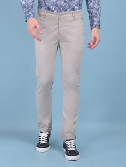 CRIMSOUNE CLUB - Mens Beige Stretchable Trousers