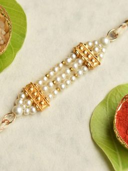 BeAbhika - Pearl Harmony Rakhi with Roli Chawal Capsules
