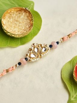 BeAbhika - Kundan Crown Rakhi with Roli Chawal Capsules