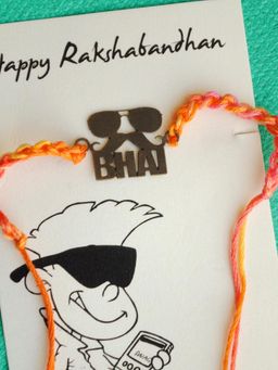 BeAbhika - Bhai Moustache Rakhi with Roli Chawal Capsules
