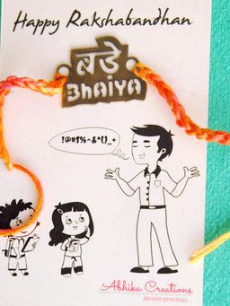 BeAbhika - Bade Bhaiya Quirky Rakhi with Roli Chawal Capsules