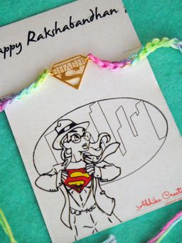 BeAbhika - Super Bhabhi Quirky Rakhi with Roli Chawal Capsules