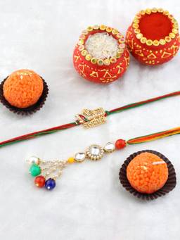 VIRAASI - Multi-Color Bhaiya Bhabhi Rakhi Gift Set with Candle