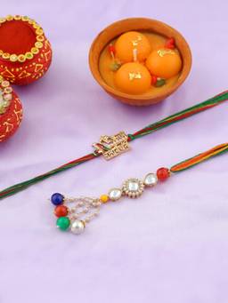 VIRAASI - Multi-Color Bhaiya Bhabhi Rakhi Gift Set with Candle