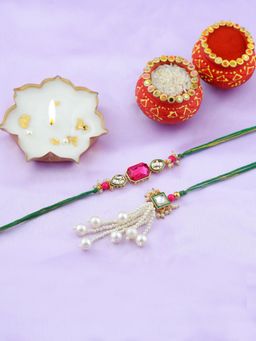 VIRAASI - Pink Bhaiya Bhabhi Rakhi Gift Set with Candle