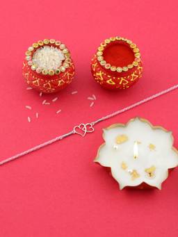 VIRAASI - 925 Silver Bhaiya Rakhi Gift Set with Candle