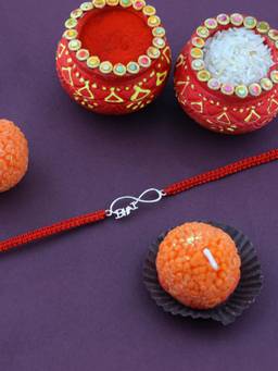 VIRAASI - 925 Silver Bhaiya Rakhi Gift Set with Candle