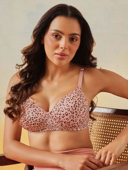 Clovia - Animal Printed Padded Non-Wire Full Coverage Multiway T-Shirt Bra