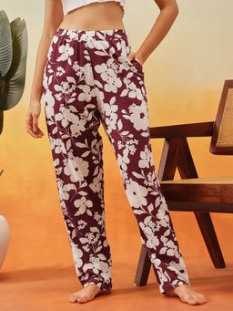 Clovia - Rayon Floral Printed Lounge Pyjama with Pocket