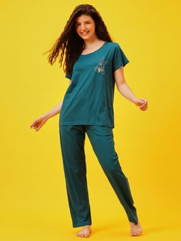 Clovia - Cotton Solid Top and Pyjama