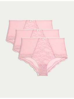 Marks & Spencer - Pink Jasmine Lace Mid Rise Briefs (Pack of 3)