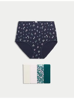 Marks & Spencer - Green Cotton Lycra Printed Full Briefs (Pack of 5)