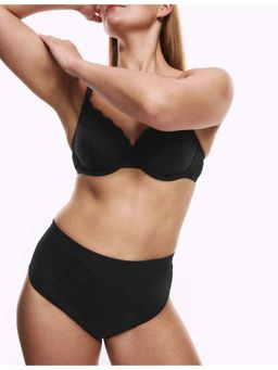 Marks & Spencer - Black Cotton Rich Lace High Waisted Stoma Thongs (Pack of 3)