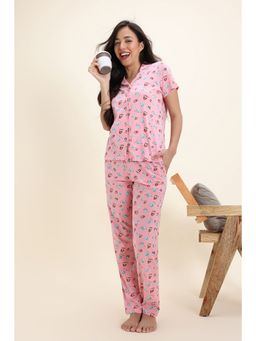 Zivame - Knit Poly Pyjama Peony Pink Shirt and Pyjama
