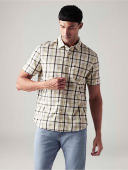 Levi's - Men Off White Cotton Checks Shirt
