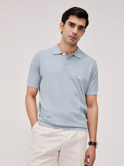 Andamen - Blue Men Cotton Viscose Logo Embroidered Regular Fit Polo T-Shirt