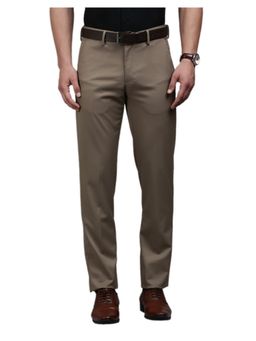 Louis Philippe - Men Brown Slim Fit Solid Flat Front Formal Pant