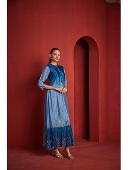 NEERU'S - Blue Casual Peplum Maxi Dress