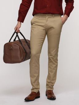 Crocodile - Beige Solid Soft Touch Trouser