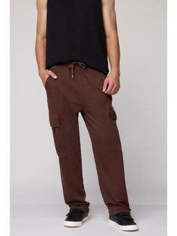 FREAKINS - Men'S Relaxed Brown Knit Cargo Joggers
