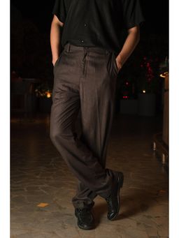 JAVINISHKA - Charcoal Grey High Waist Korean Fit Linen Trouser