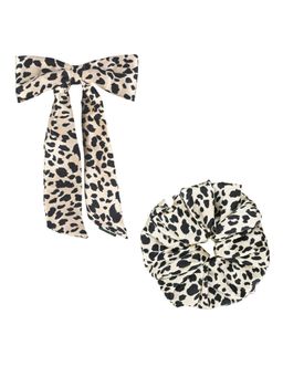 Arendelle - Beige Cheetah Print XL Scrunchie and Hair Bow (Set of 2)