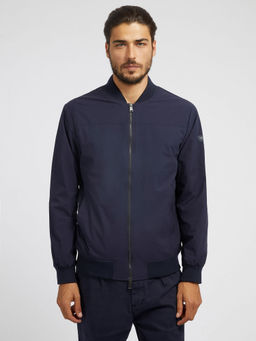 Guess - Navy Blue Solid Regular Fit Jacket