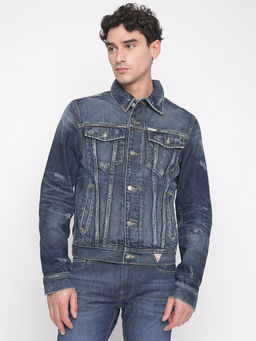 Guess - Blue Solid Regular Fit Jacket