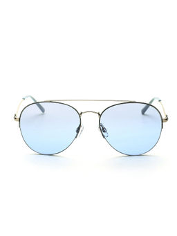 Tommy Hilfiger - Blue Lens Aviator UV Protected Sunglass Half Rim Silver Frame With UV Protection