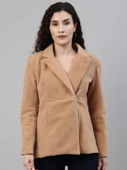 Campus Sutra - Beige Solid Blazer