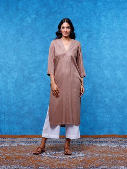 The Svaya - Heritage Brown Kurta With Lapel