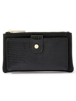Accessorize London - WomensFaux Leather Black Reptile Large Zip Wallet