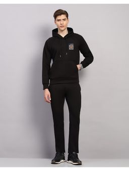 Monte Carlo - Mens Black Regular Fit Solid Hooded Neck Winter Tracksuit