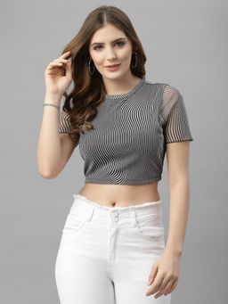 KASSUALLY - Casual Stripes Women Multi-Color Crop Top