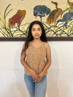 GOODHAND - Green Cotton Block Printed Cami Women Top
