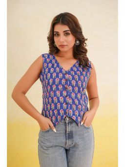 GOODHAND - Blue Cotton Kothi Women Top