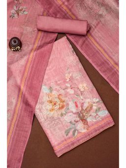 Soch - Womens Pink Silk Blend Floral Print Unstitch Dress Material with Sequins Work (Set of 3)