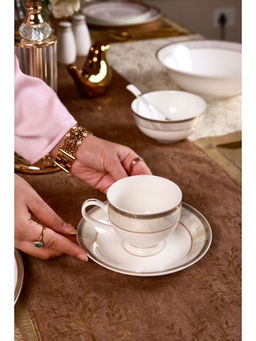 Vigneto - Oyster Pearl Cup and Saucer Set (6 Cups and 6 Saucers)