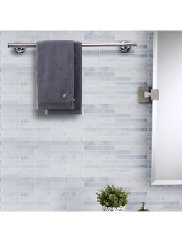 Maspar - Colorart 550GSM Embedded Stripe Solid Pewter Hand Towels (Set of 2)