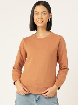 Femea - Women Solid Round Neck Sweatshirt