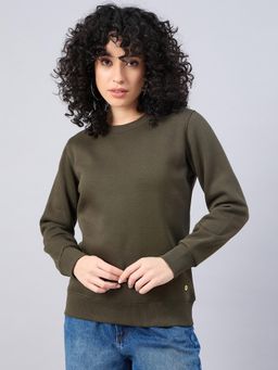 Femea - Women Solid Round Neck Sweatshirt