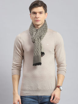 Monte Carlo - Men Khaki Geometric Muffler