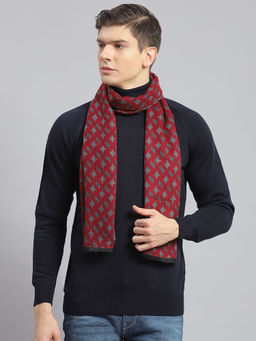 Monte Carlo - Men Red Self Design Muffler