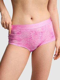 Victoria's Secret - Women Pink Animal Printed Logo Cotton Boyshorts Panty