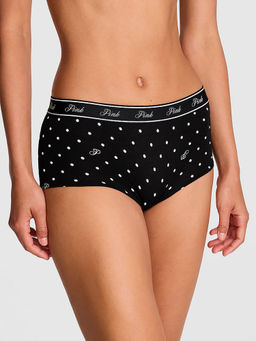 Victoria's Secret - Women Black Polka Dot Printed Cotton Boyshorts Panty