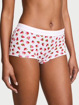Victoria's Secret - Women White Printed Cotton Boyshorts Panty