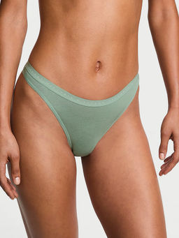 Victoria's Secret - Women Green Stretch Cotton High-Leg Scoop Thong Panty