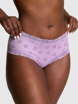 Victoria's Secret - Women Lavender Printed Lace-Trim Cheeky Brief Panty